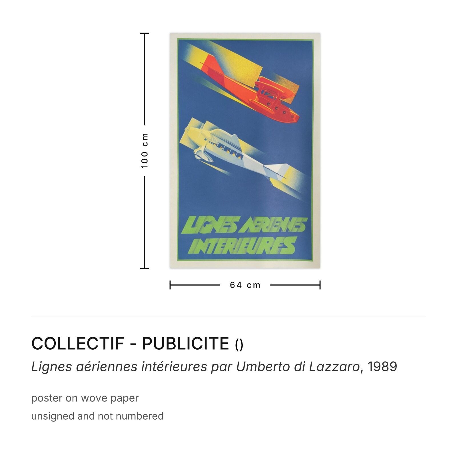 Collectif Publicite Poster Lignes Aériennes Intérieures Par Umberto Di Lazzaro 1989 photo furniture