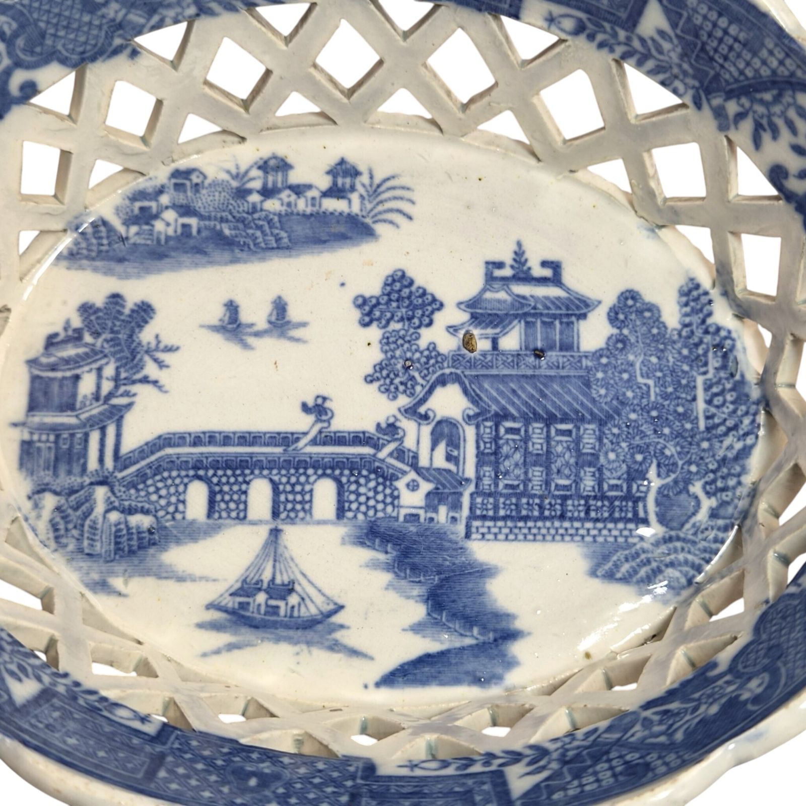 photo for sale Regency Spode Reticulated Chestnut Basket, Long Bridge Pattern, ca. 1810-1815