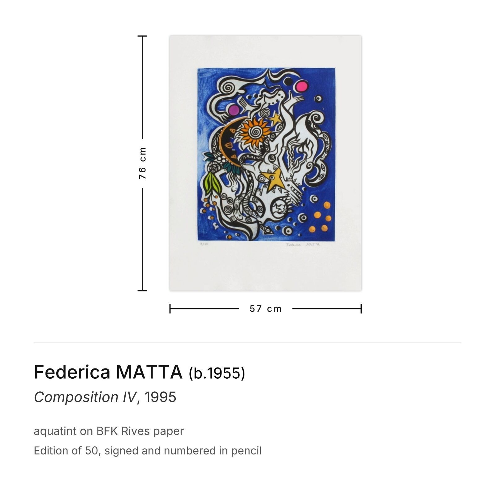 Federica Matta Gesigneerde Aquatint Composition IV 1995 photo furniture