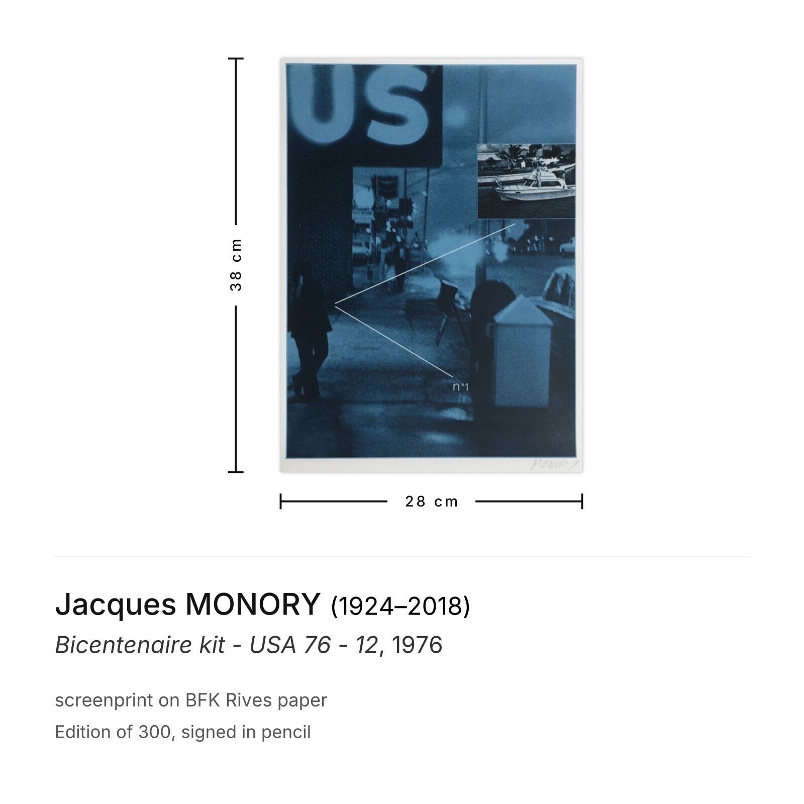 Jacques Monory Gesigneerde Zeefdruk Bicentenaire Kit   USA 76   12 photo furniture