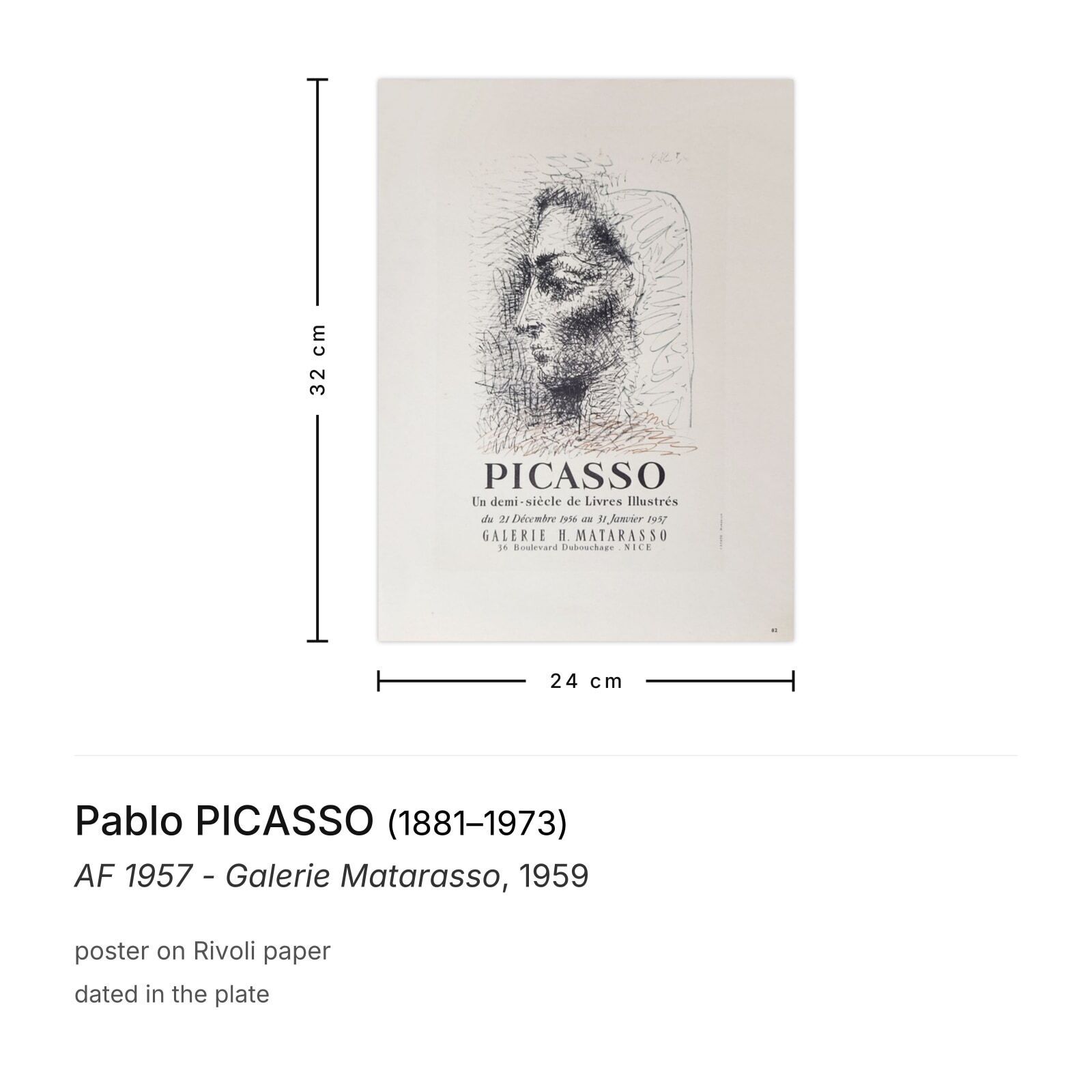 Pablo Picasso Poster Af 1957   Galerie Matarasso 1959 photo furniture