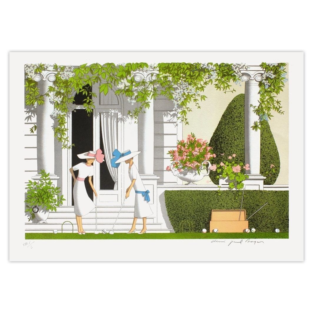Denis Paul Noyer Signed Lithograph Villas    Le Croquet 1985