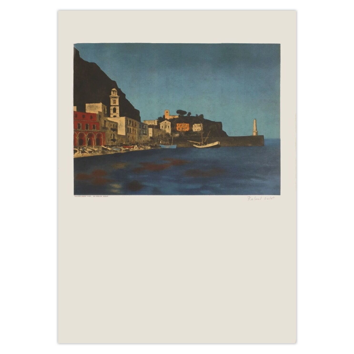 Roland Oudot Signed Lithograph Petit Port En Méditerranée 1965