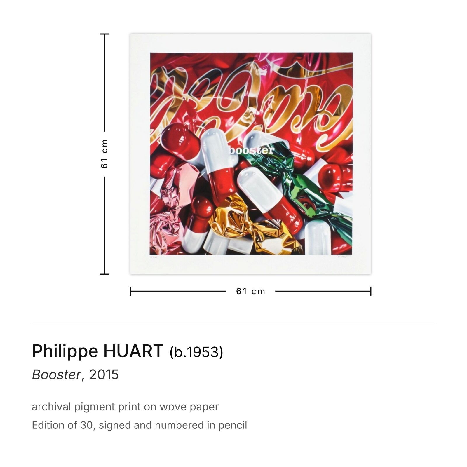 Philippe Huart Gesigneerde Archival Pigment Print Booster 2015 photo furniture