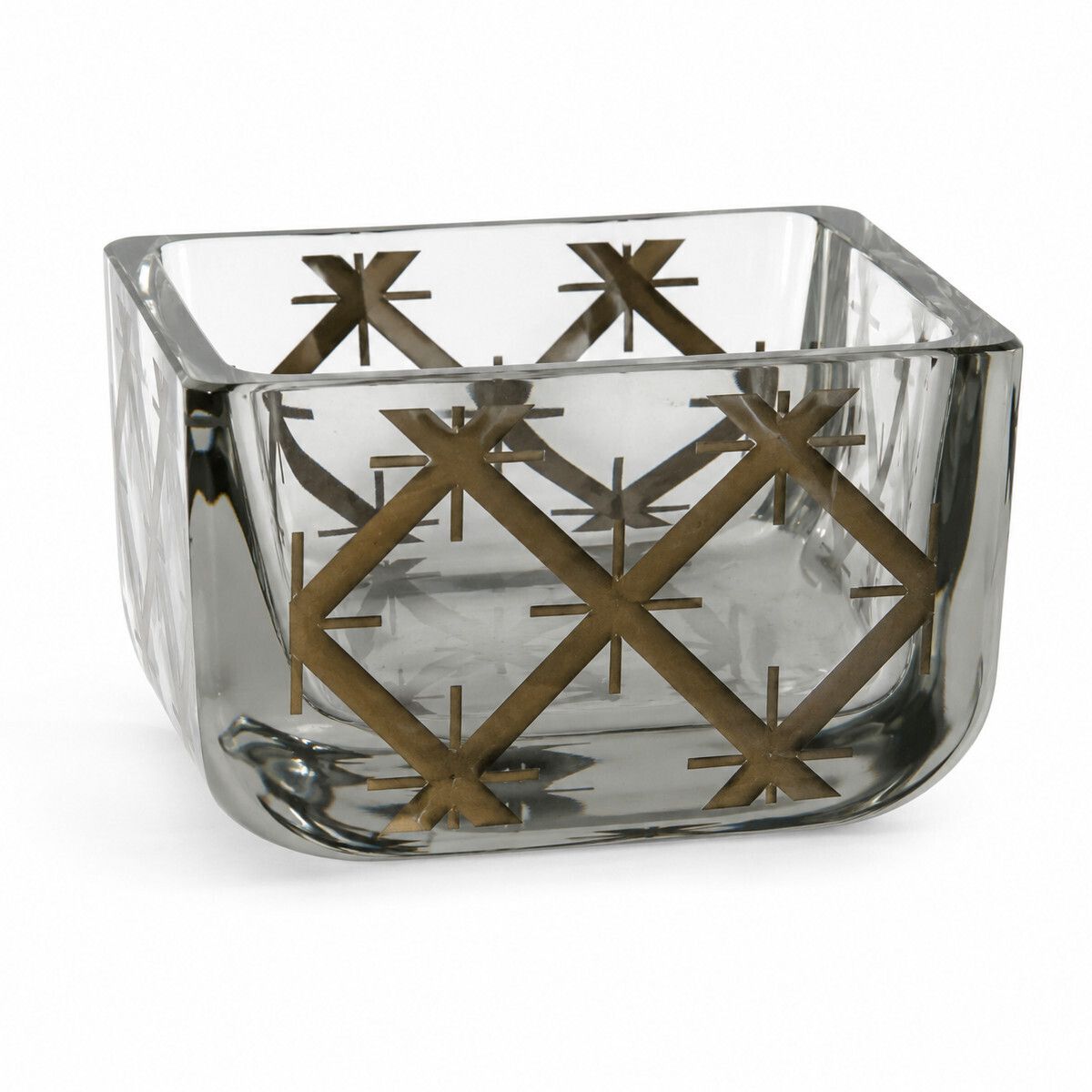 Jean Luce (French, 1895–1964) Rare Signed Art Deco Smoked Glass Vide Poche France, Circa 1930
