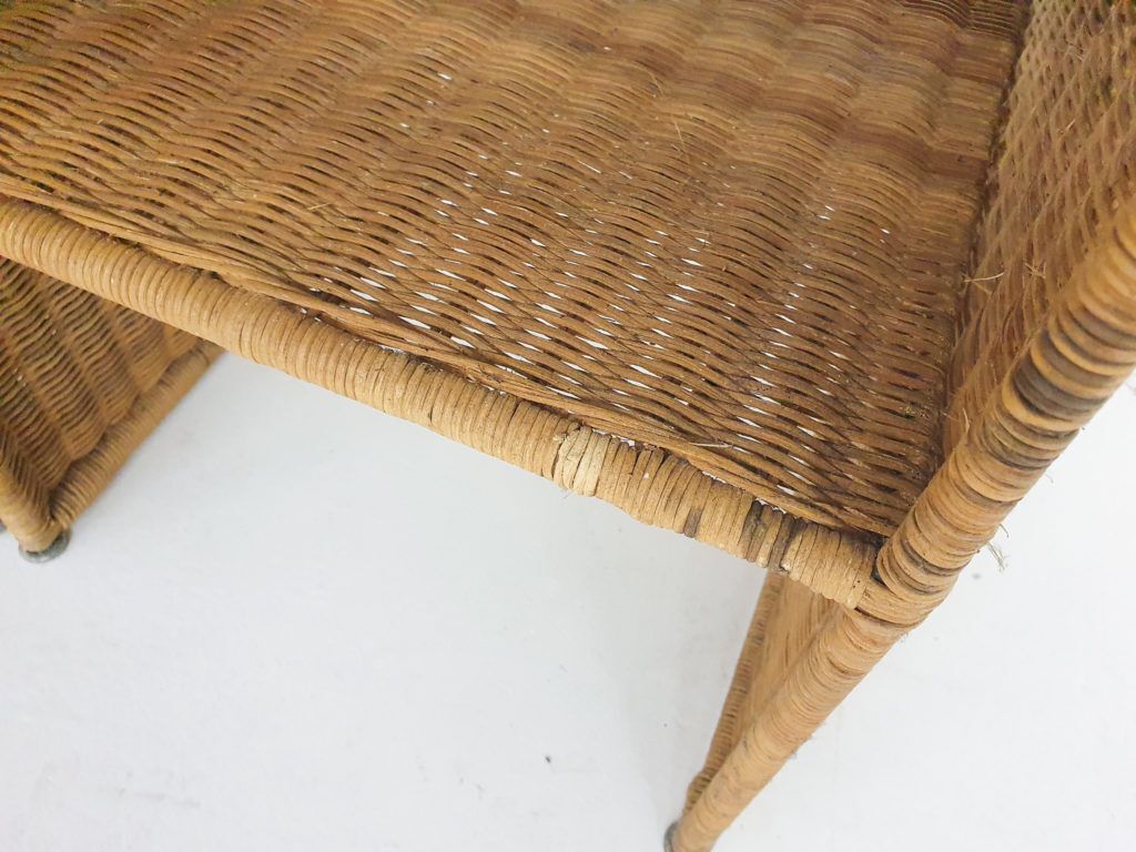 Furniture Set Of Two Wicker Bed Side Tables, France 1960's photo