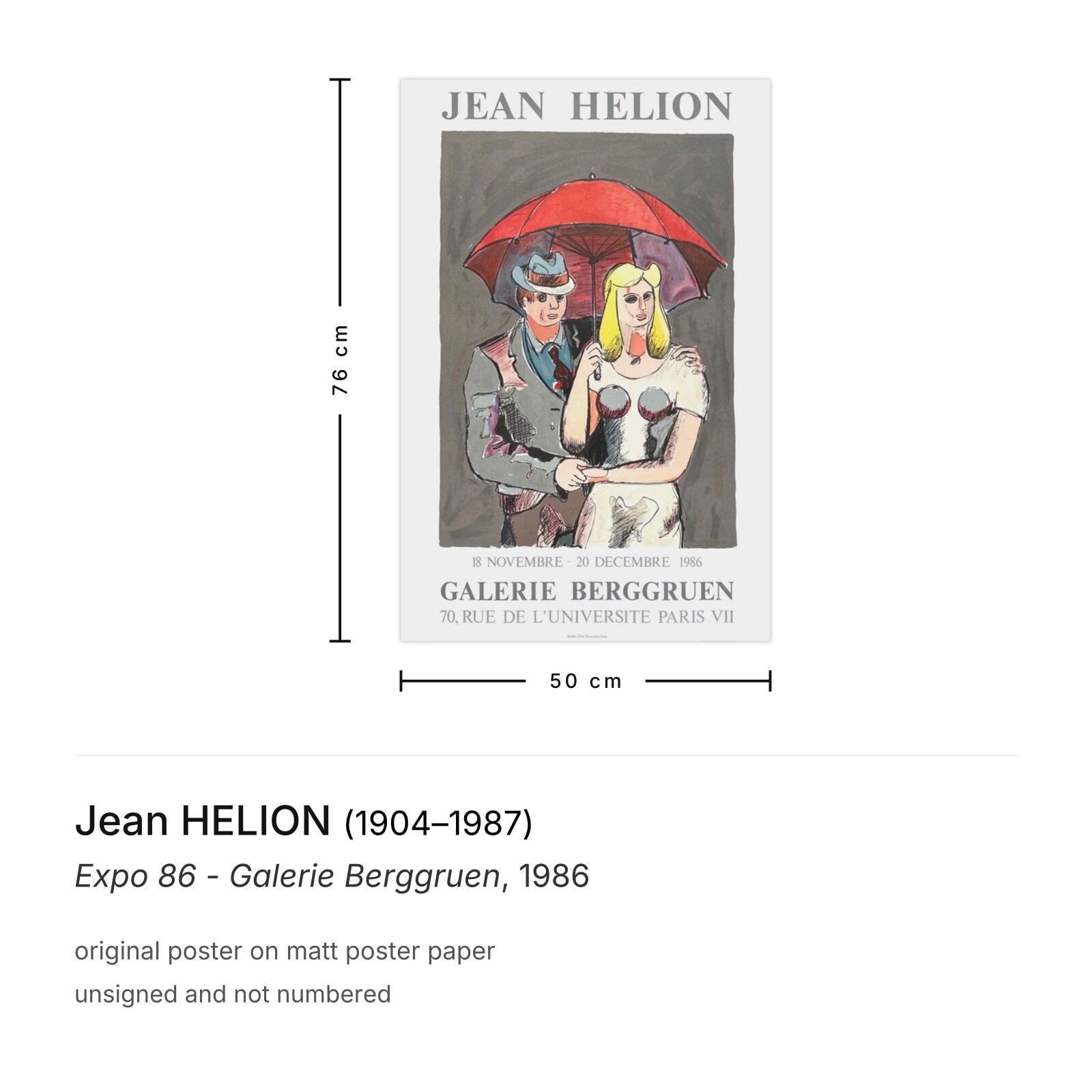 Jean Helion Poster Expo 86 Galerie Berggruen photo furniture