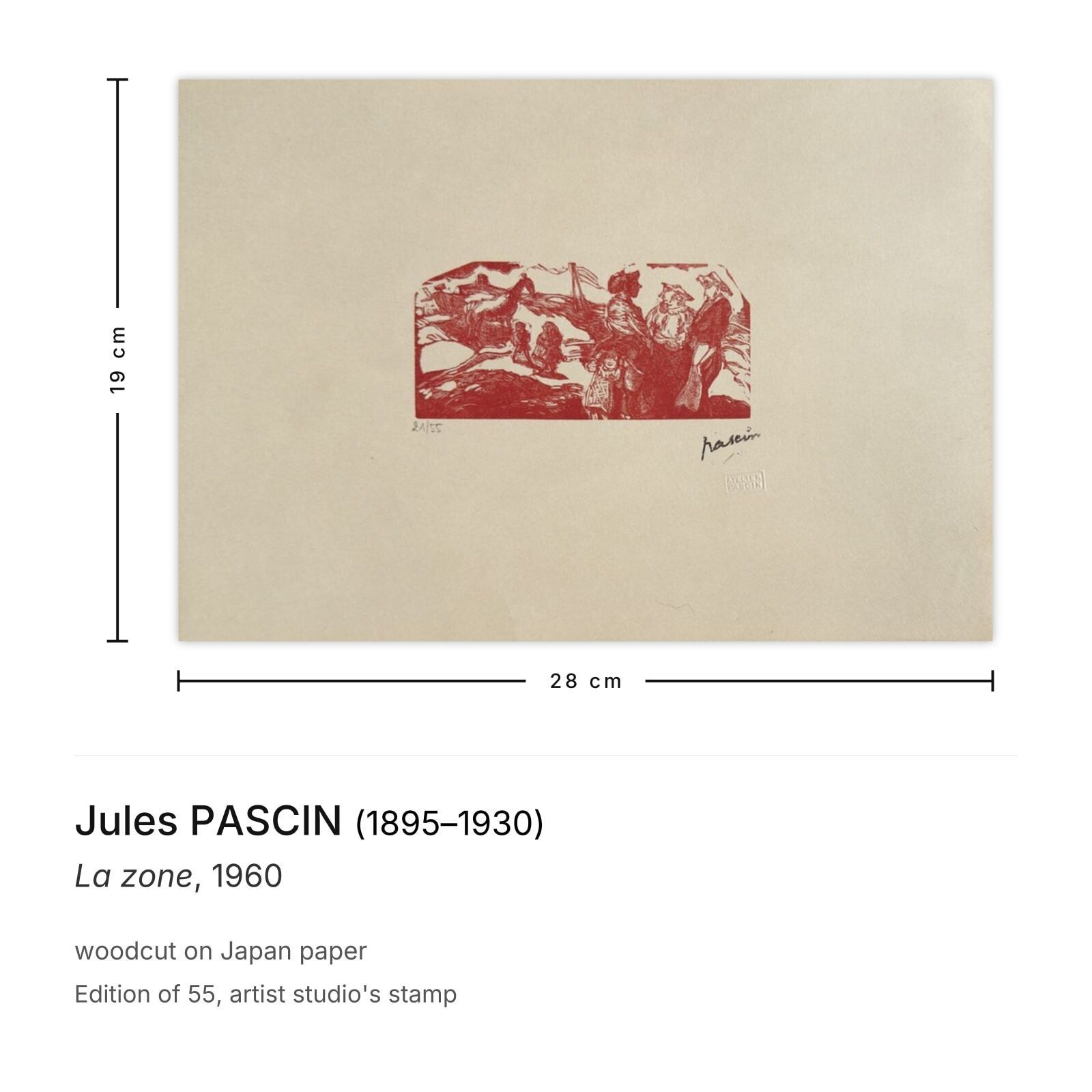 Jules Pascin Woodcut La Zone 1960 photo furniture