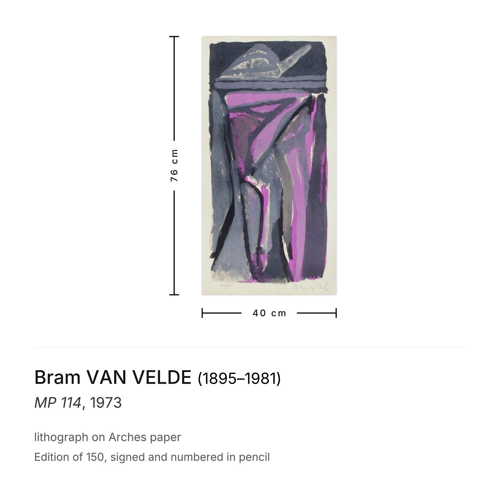Bram Van Velde Gesigneerde Lithografie Mp 114 1973 photo furniture