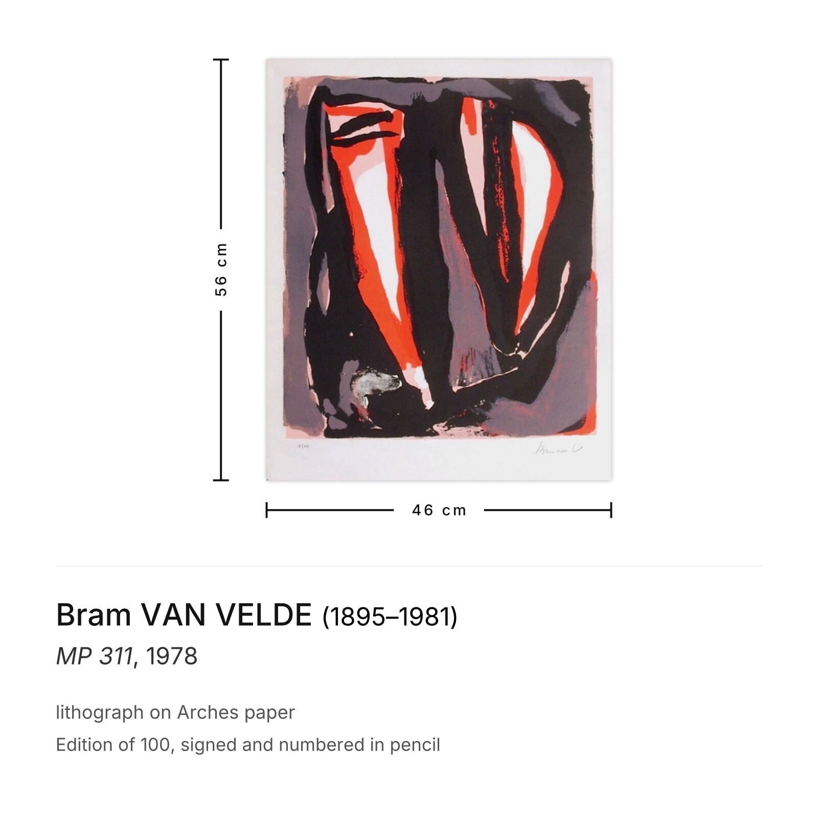 Bram Van Velde Gesigneerde Litho Mp 311 1978 photo furniture