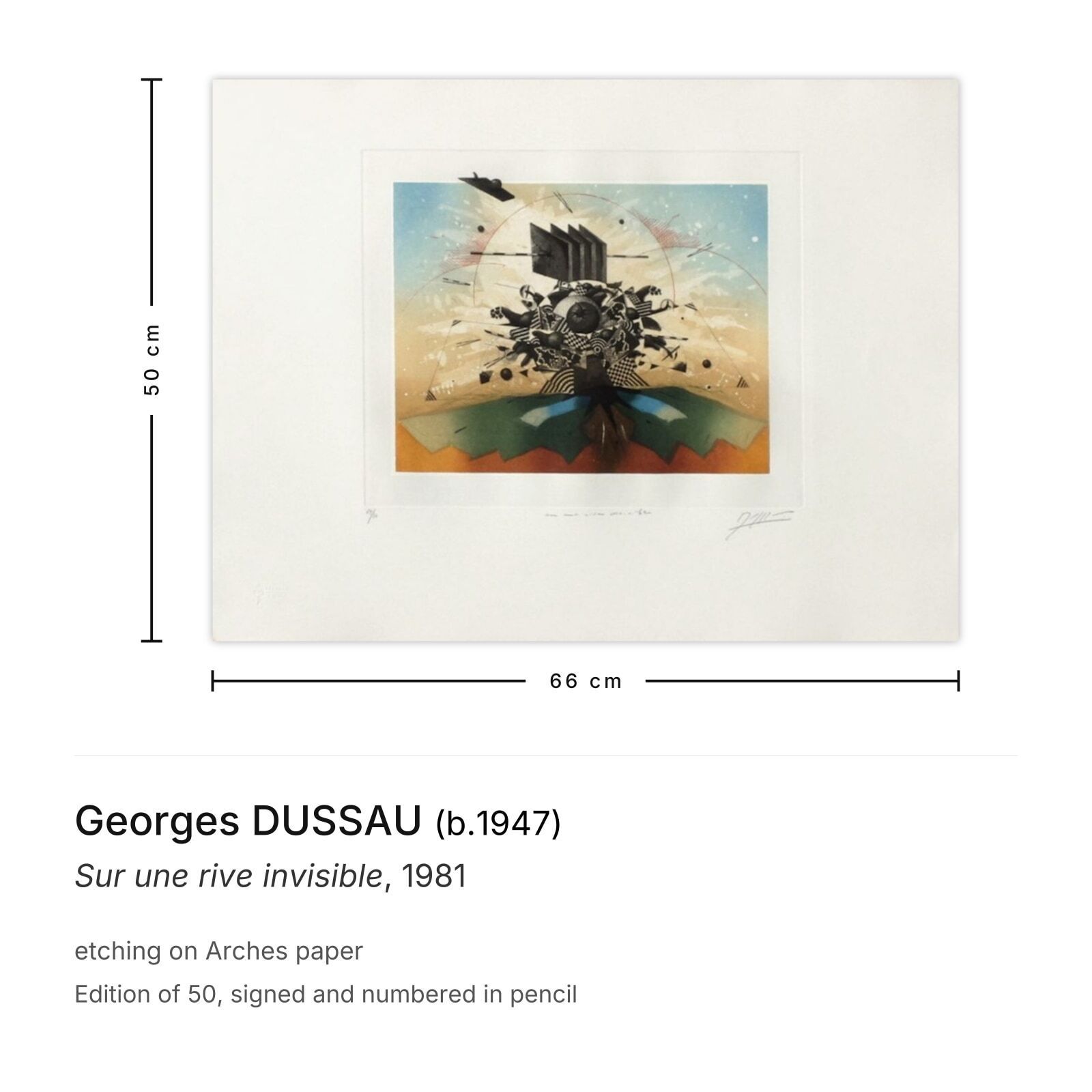 Georges Dussau Gesigneerde Ets Sur Une Rive Invisible 1981 photo furniture
