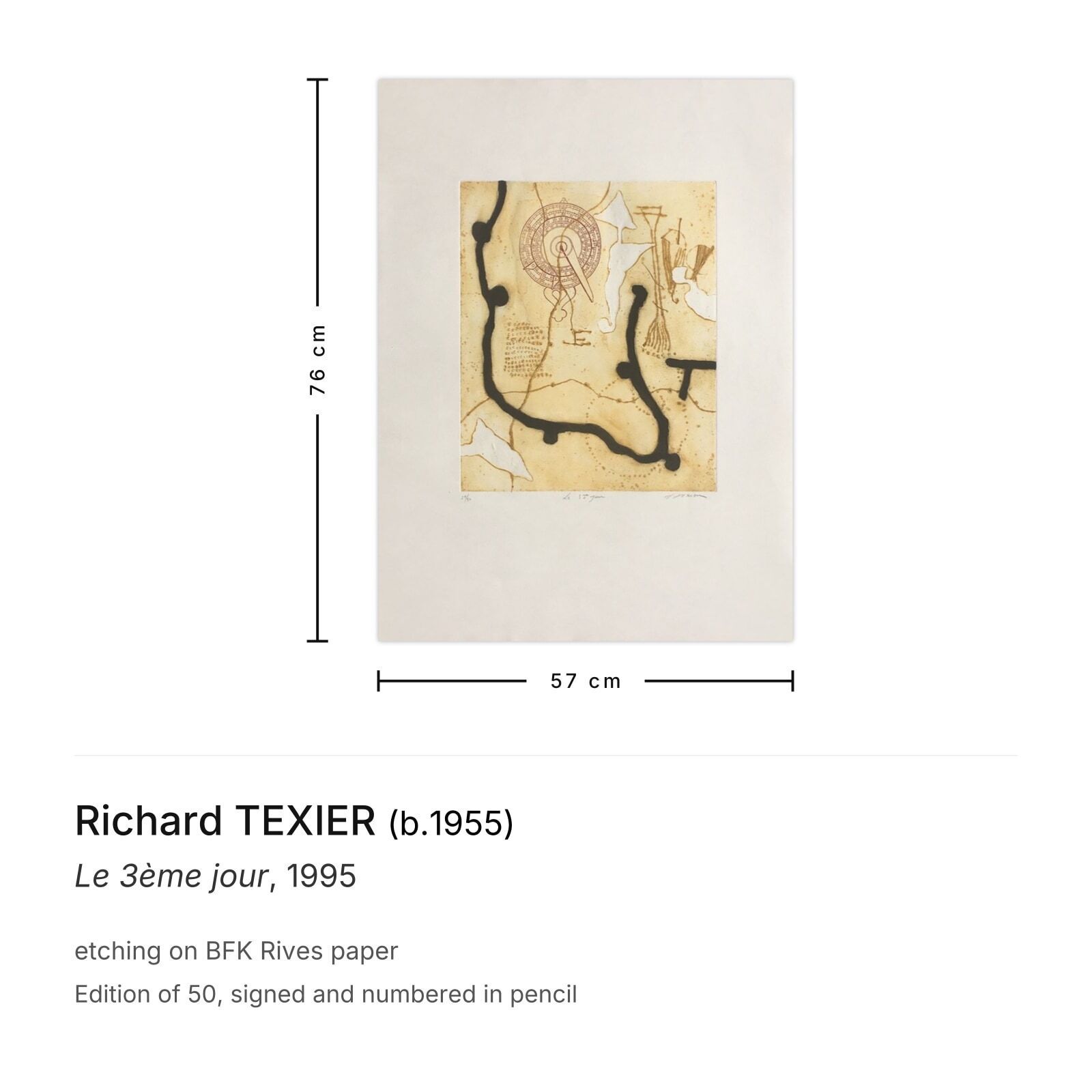 Richard Texier Gesigneerde Ets Le 3ème Jour 1995 photo furniture