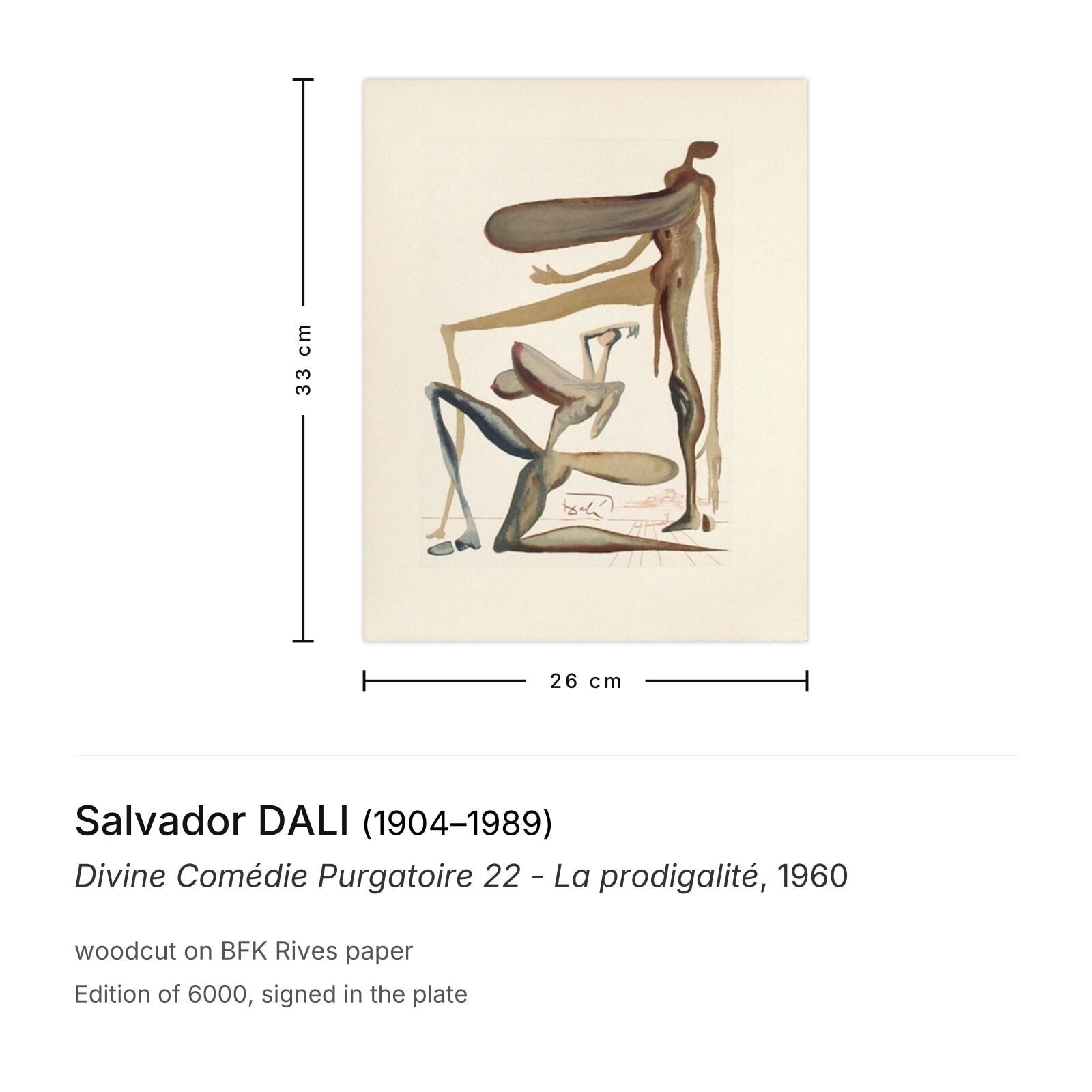 Salvador Dali Houtsnede Divine Comédie Purgatoire 22 La Prodigalité 1960 photo furniture