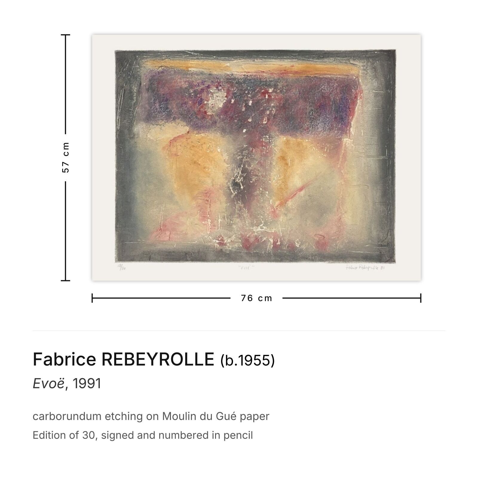 Fabrice Rebeyrolle Gesigneerde Carborundum Ets Evoë 1991 photo furniture