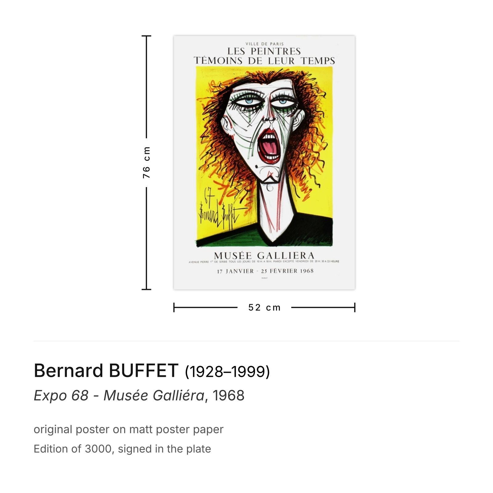 Bernard Buffet Poster Expo 68   Musée Galliéra photo furniture