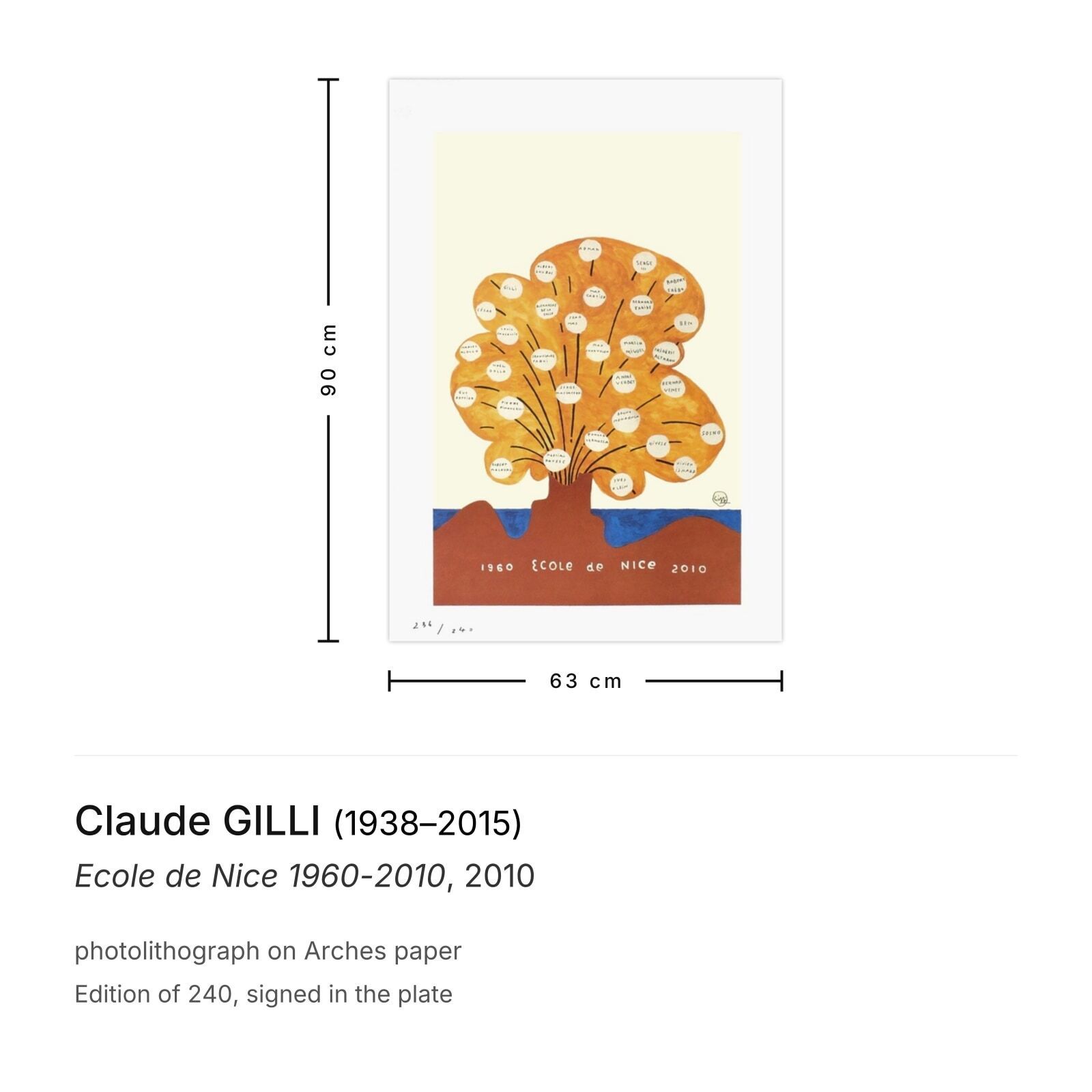 Claude Gilli Lithograph Ecole De Nice 1960 2010 photo furniture