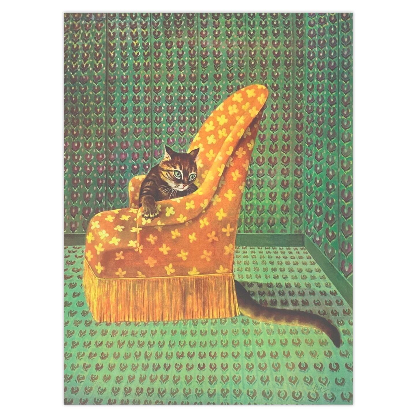 Stanislao Lepri Signed Screenprint Le Chat Au Fauteuil 1977
