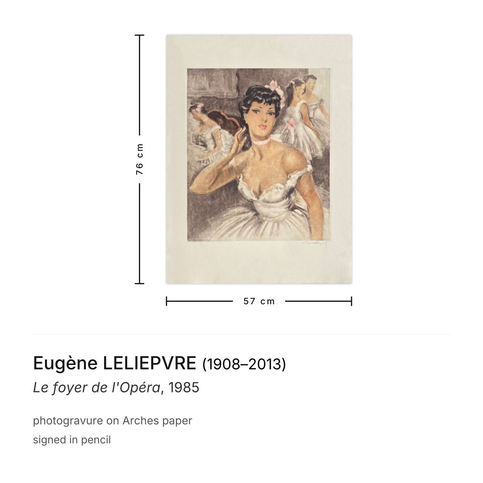 Eugène Leliepvre Gesigneerde Fotogravure Le Foyer De L'opéra 1985 photo furniture