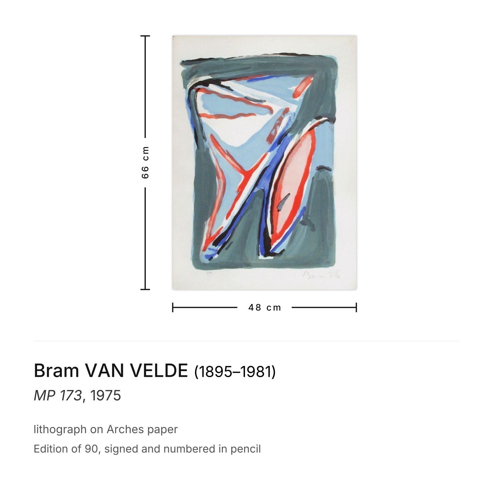 Bram Van Velde Gesigneerde Lithografie Mp 173 1975 photo furniture