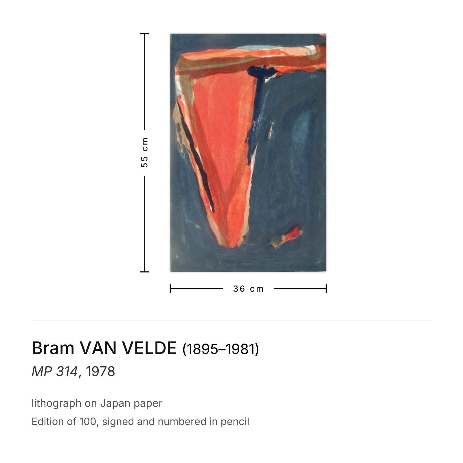 Bram Van Velde Gesigneerde Lithografie Mp 314 1978 photo furniture