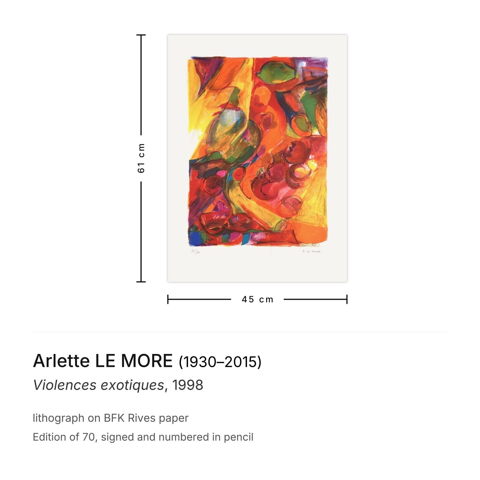Arlette Le More Signed Lithograph Violences Exotiques 1998 photo furniture