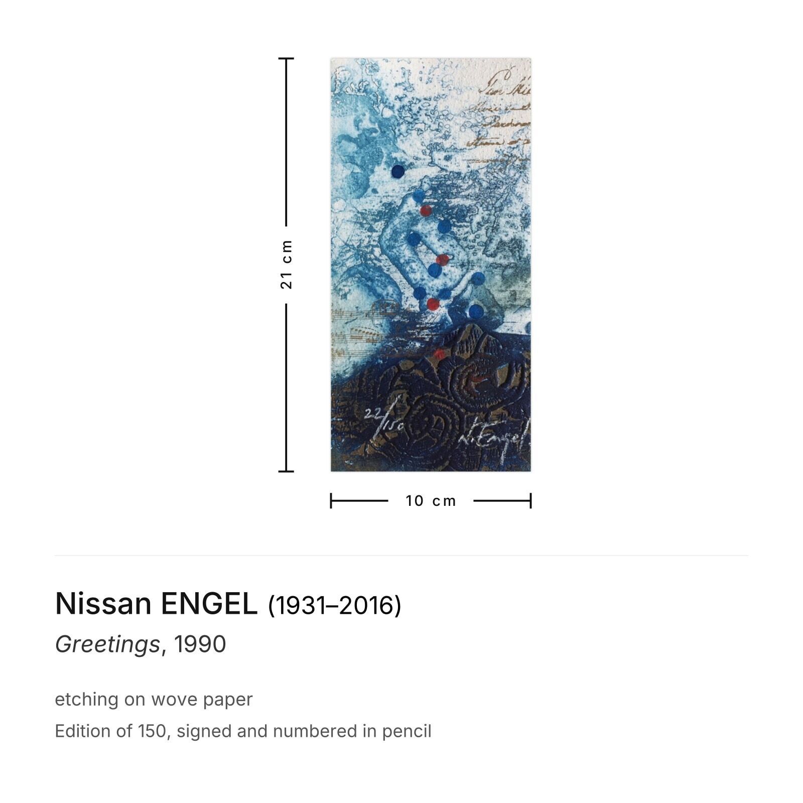 Nissan Engel Gesigneerde Ets Greetings 1990 photo furniture
