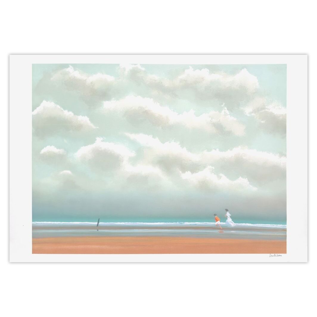 Pierre Doutreleau Gesigneerde Lithografie Promenade Sur La Plage 1989