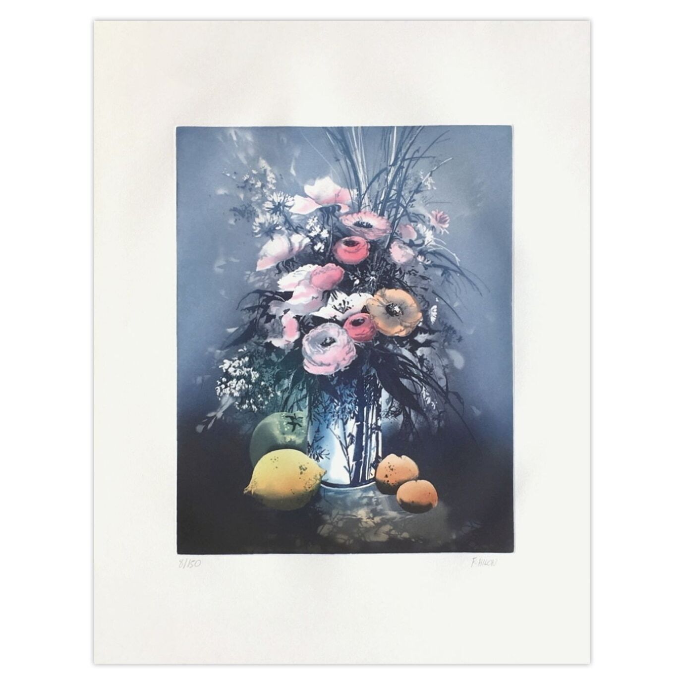 France Hilon Gesigneerde Ets Fleurs Et Fruits 1990