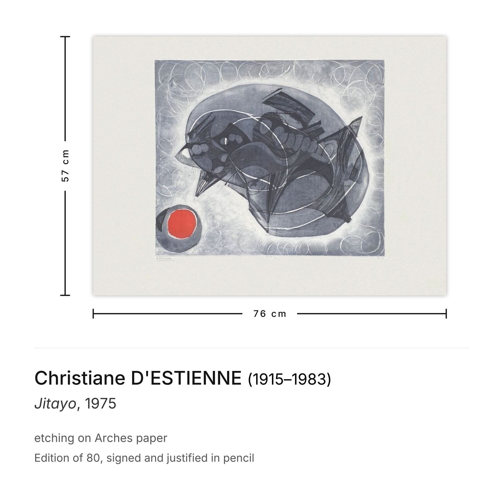 Christiane D'estienne Signed Etching Jitayo 1975 photo furniture