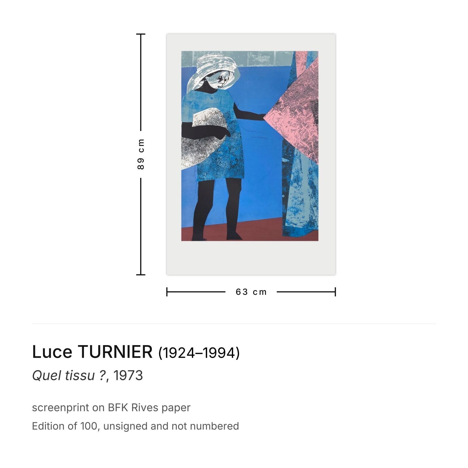 Luce Turnier Zeefdruk Quel Tissu ? 1973 photo furniture