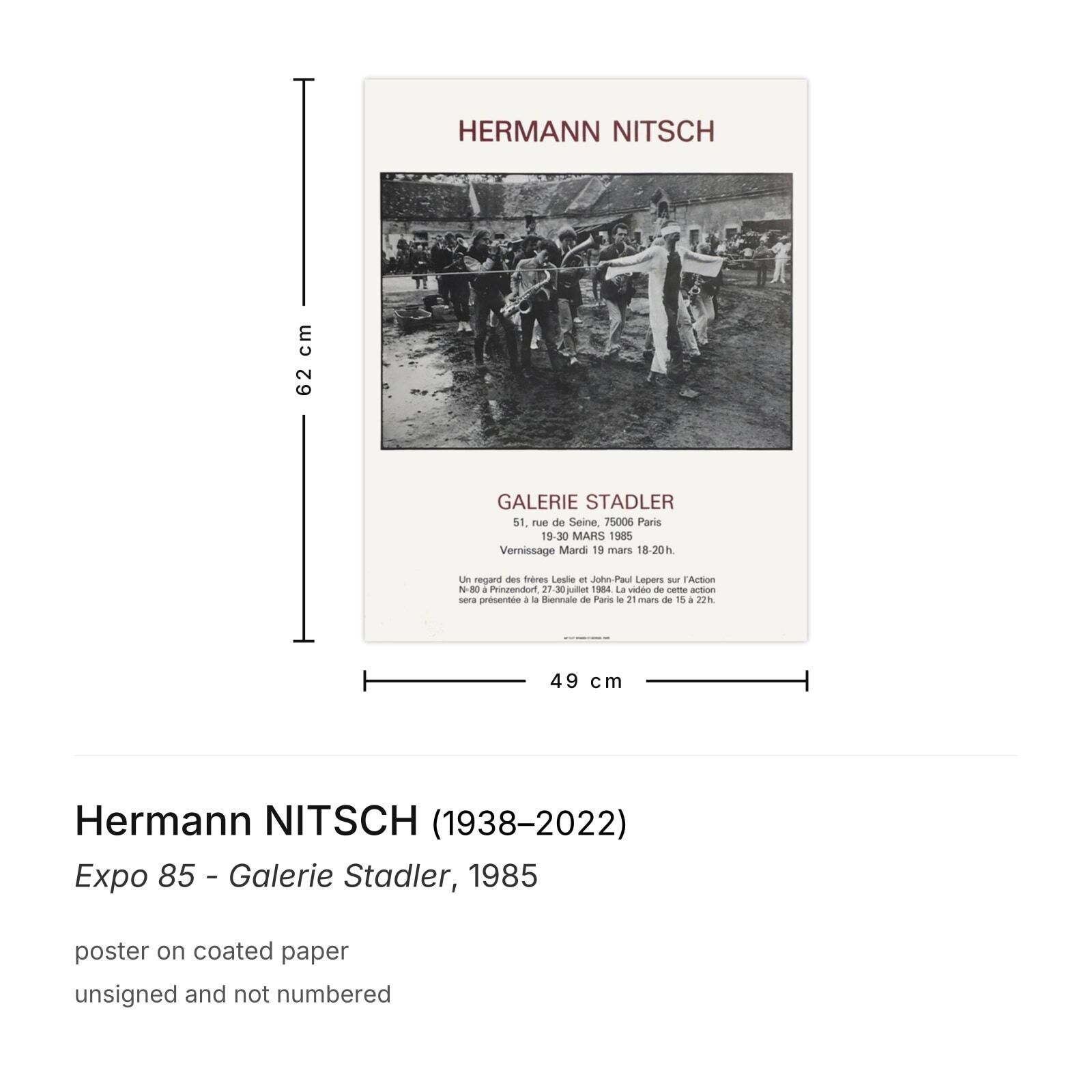 Hermann Nitsch Poster Expo 85 Galerie Stadler photo furniture