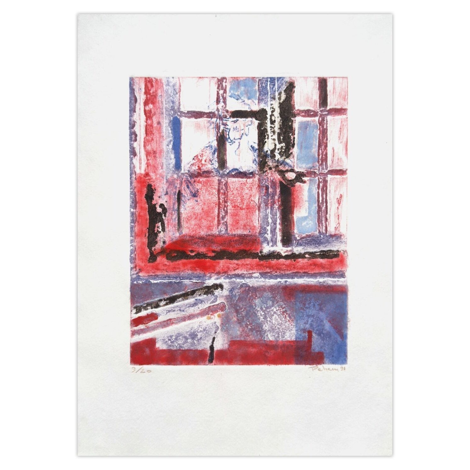 Monique Pehem (Breton Prouté) Gesigneerde Ets Le Visiteur 1991
