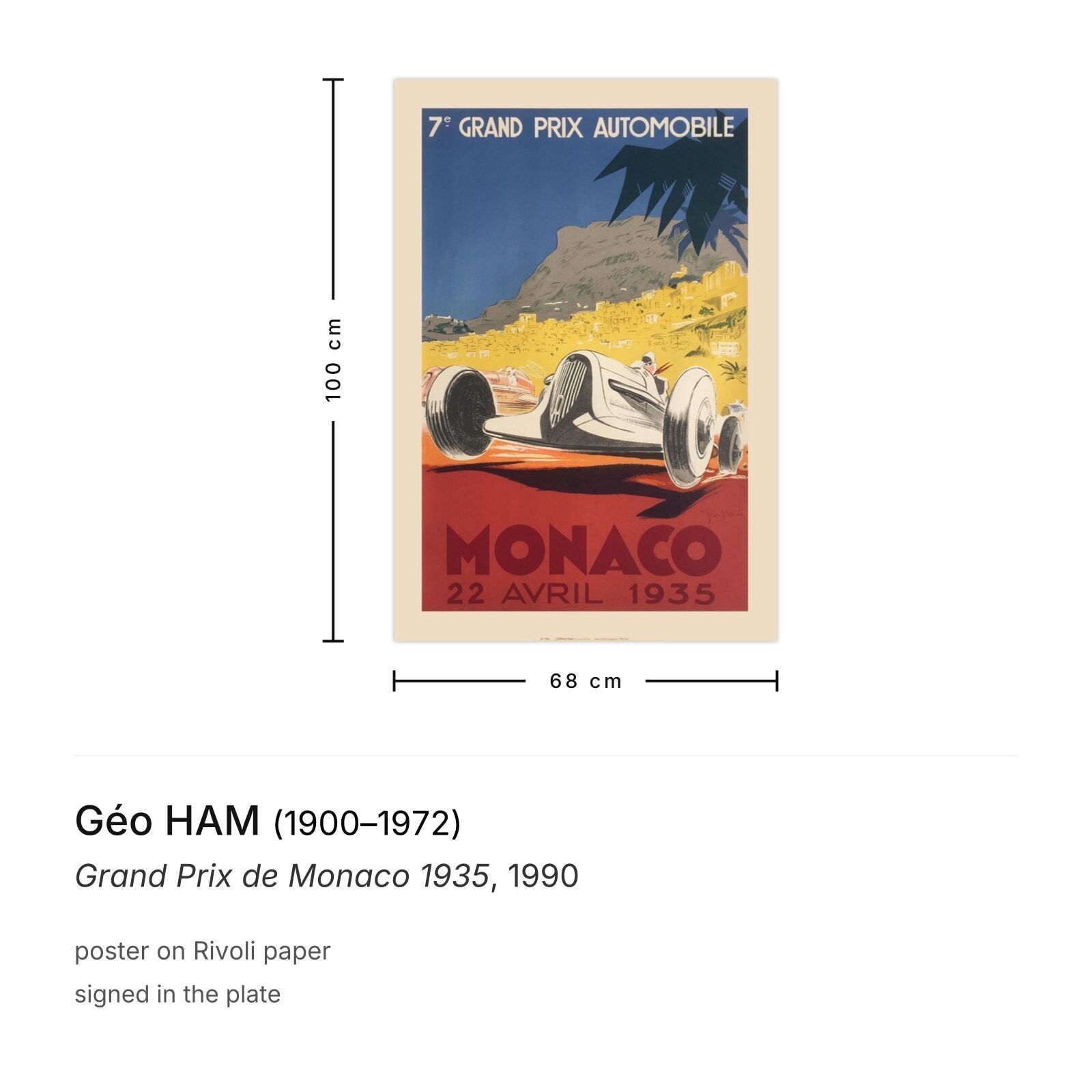 Géo Ham Poster Grand Prix De Monaco 1935 1990 photo furniture