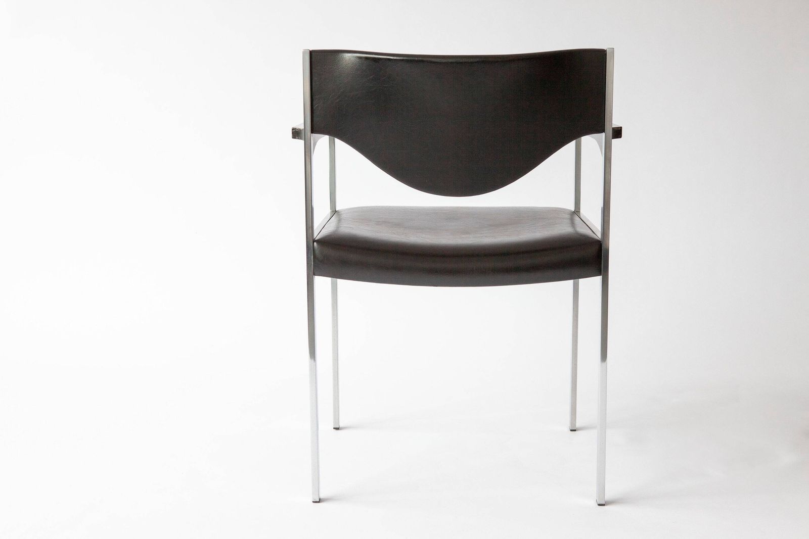 Vintage Bauhaus Black Leather Armchair | Chrome Lounge Chair | Mid Century Modern | 1960s photo 267.0