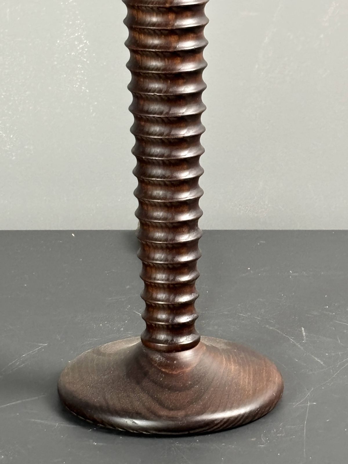 photo for sale Pair Midcentury Wood Turned Table Lamps, In The Style Of Charles Dudouyt
