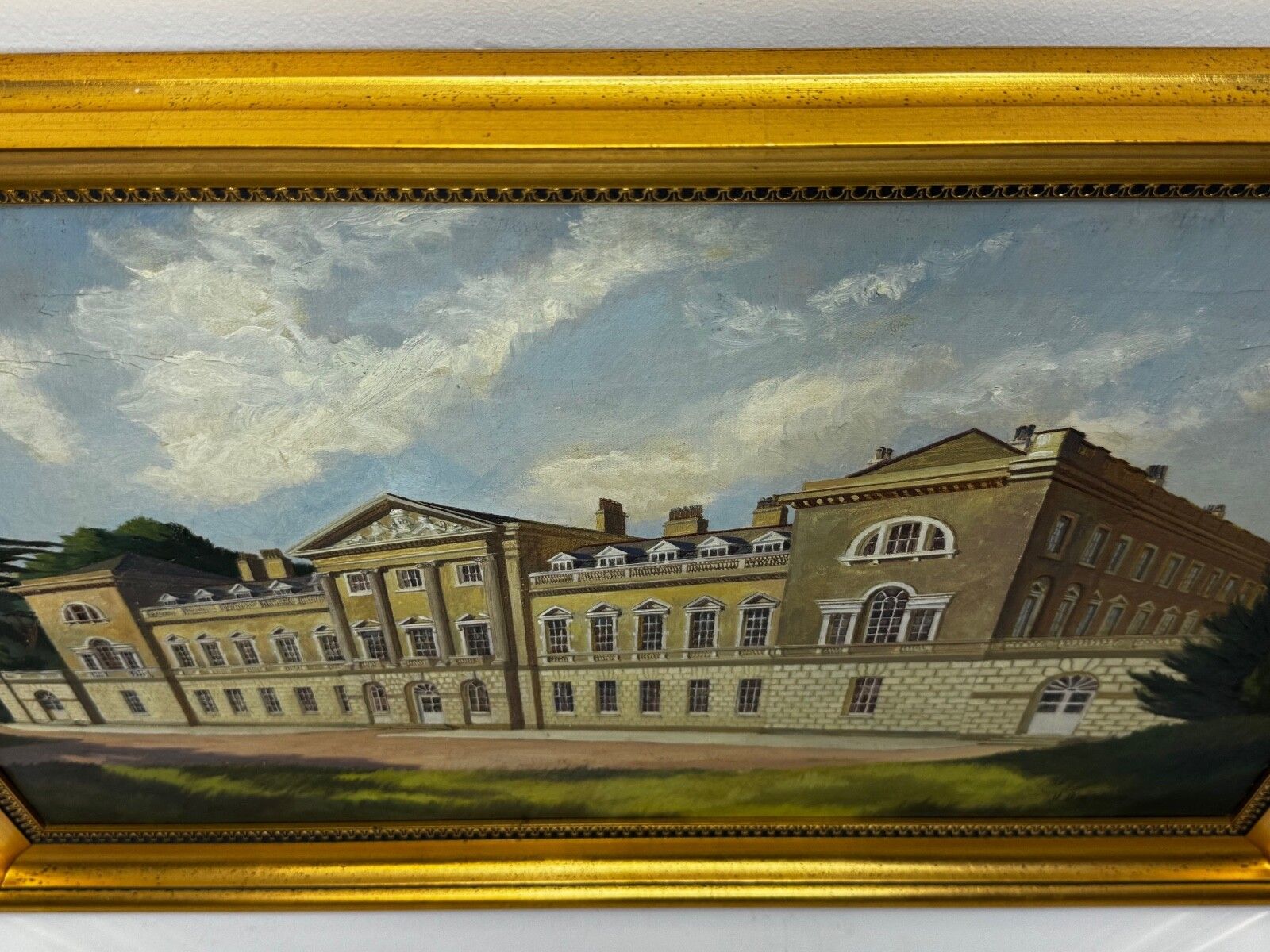 Historic 20th Century Oil Painting Historic Duke Of Bedford’s Estate Woburn Abbey In Bedfordshire Signed By Harold Barklam photo vintage
