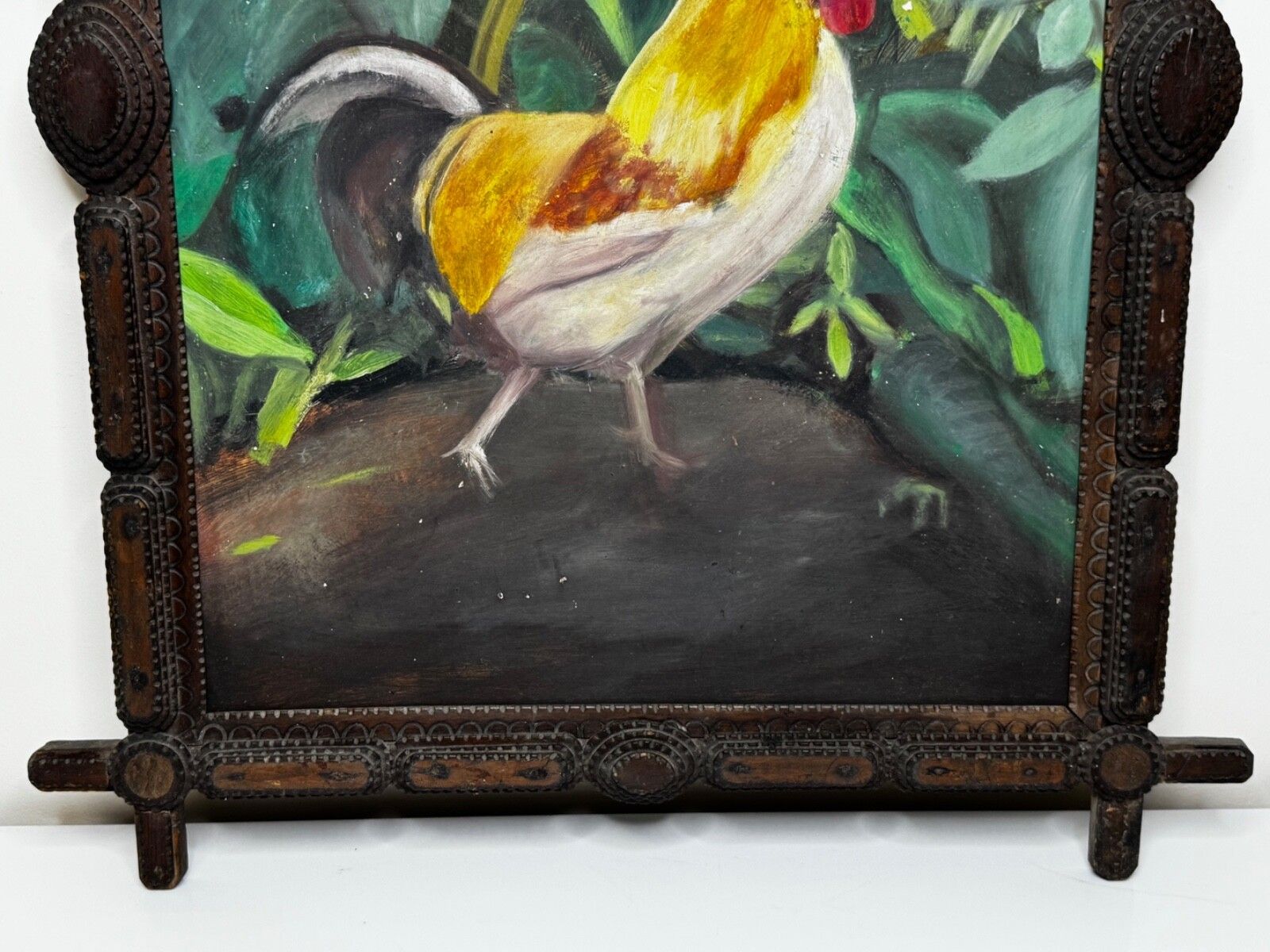 Begin 20e eeuw, Rubio the Empordanesa Rooster | Olieverfschilderij, volkskunst, ca. jaren 1930 photo for sale