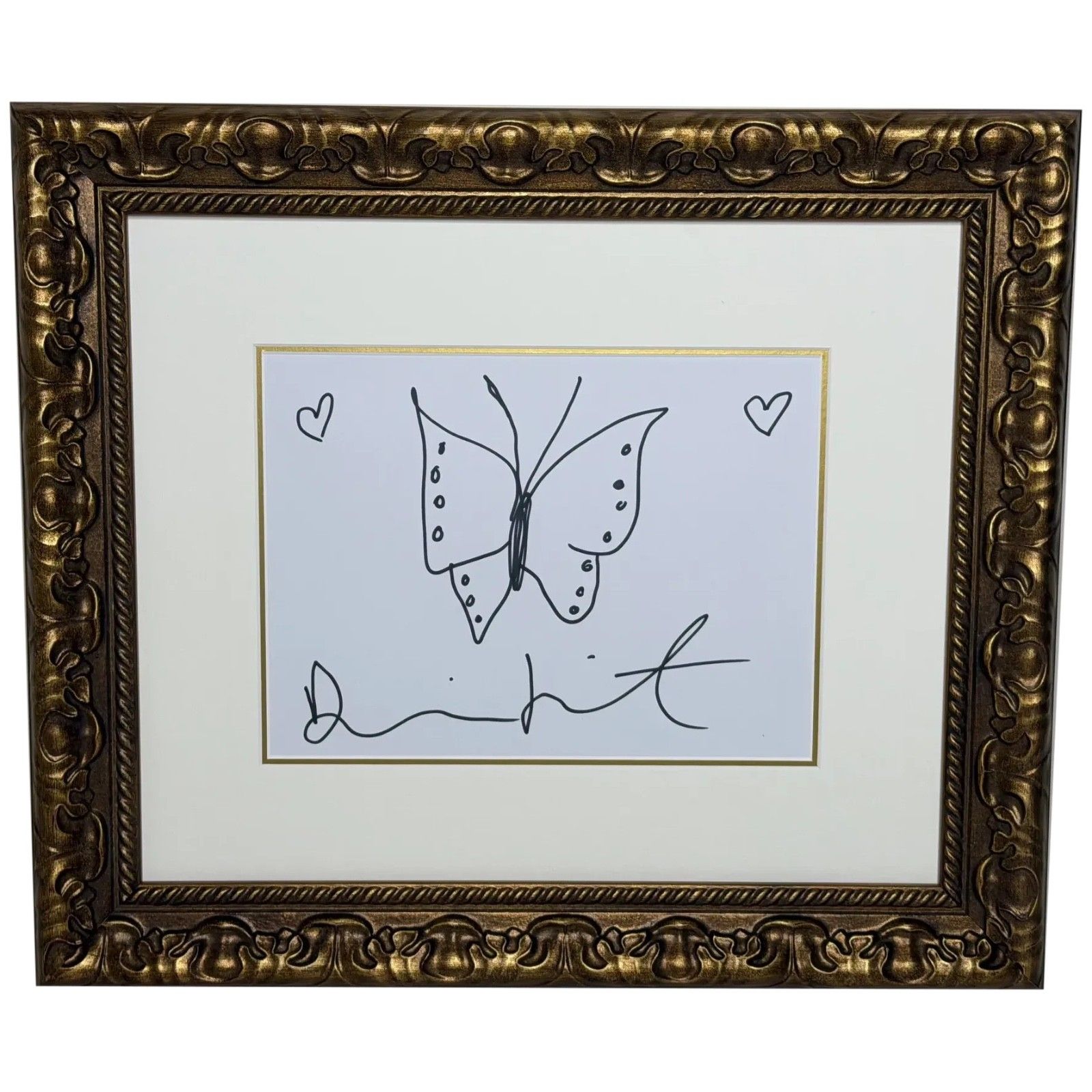 Damien Hirst Butterfly With Hearts – Signed Original Ink Drawing On Paper