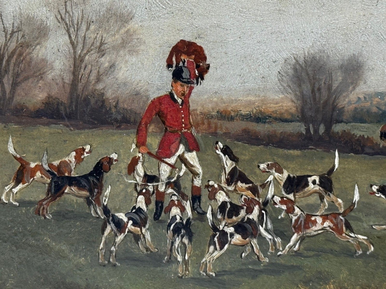 Victorian Oil Painting The Death The Berkeley Hunt C1880 Signed By Charles Faulkner photo vintage