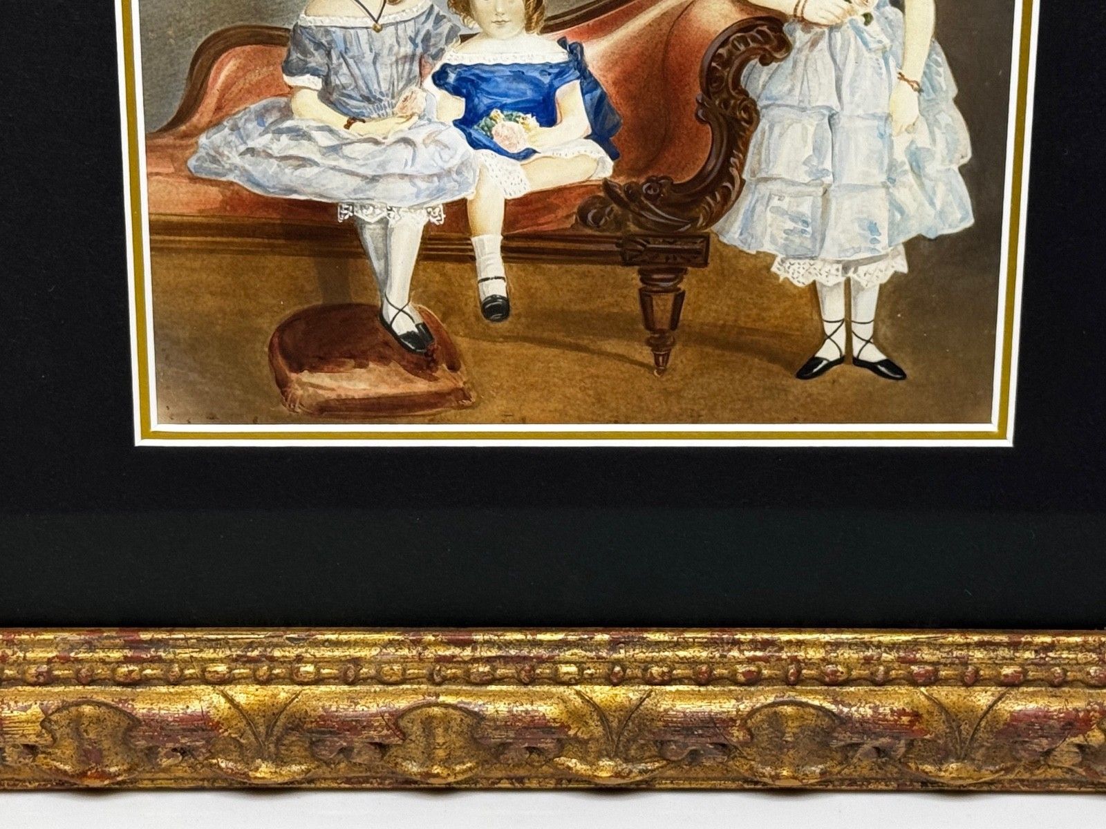 19th Century Captain John Cooke’s Family Portrait Painting Legacy Louisa & Augusta & Sophia Devonshire photo Art
