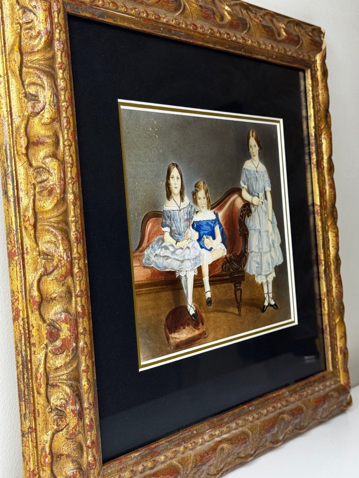 19e-eeuws familieportret van de familie van kapitein John Cooke, Louisa, Augusta en Sophia Devonshire photo buy