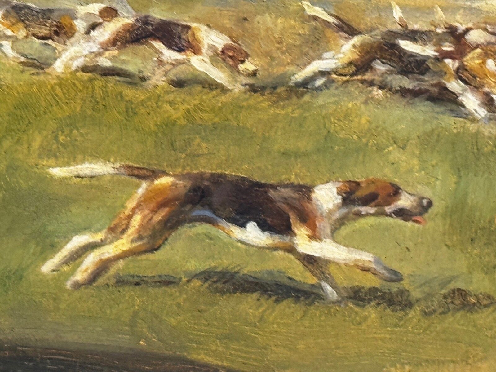 9000.0 Ruiterij-olieverfchilderij De Grijze Hengst - Sussex Hunt, gesigneerd door Hesketh Raoul Lejarderay Millais photo