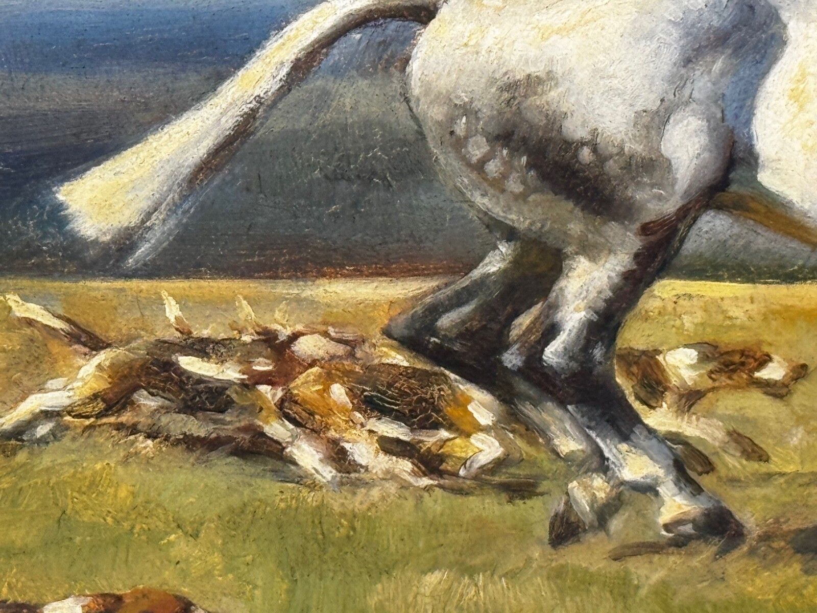 photo vinterior Equestrian Oil Painting The Grey Horse – Sussex Hunt Signed By Hesketh Raoul Lejarderay Millais