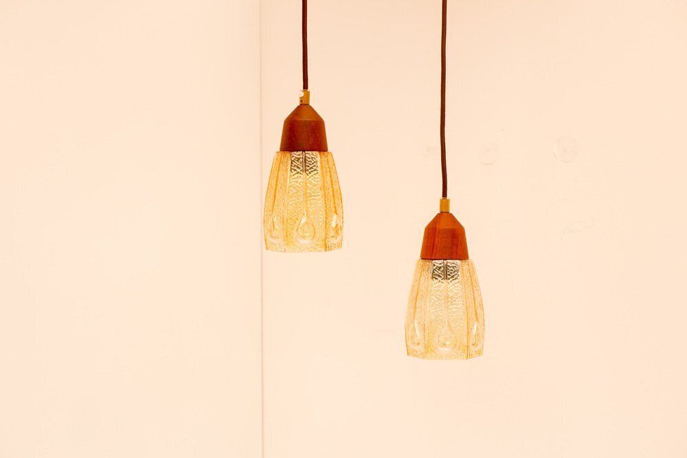 photo furniture Hangende Glazen Lampen van Pukeberg, Zweden, ca. jaren 1960, Set van 2