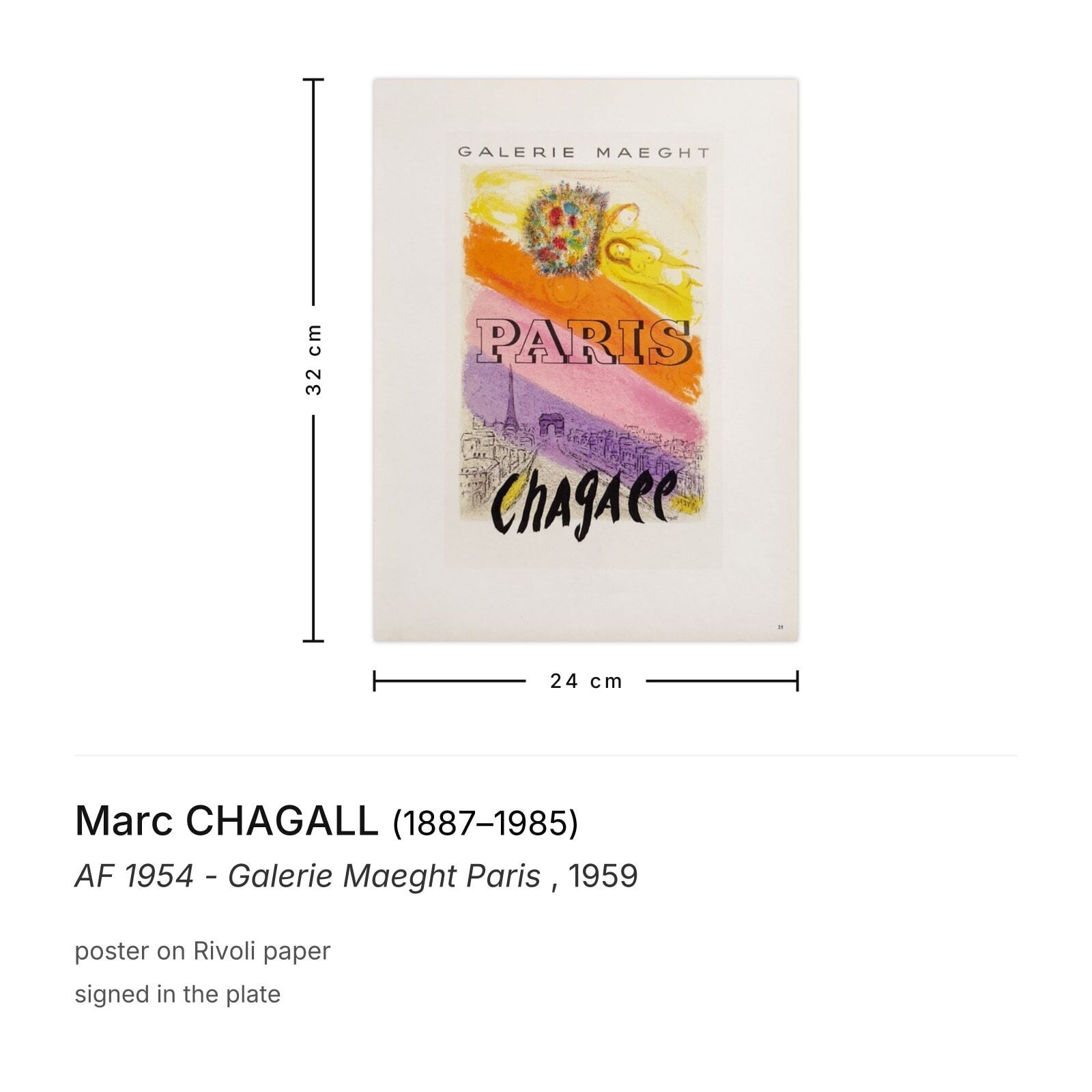 Marc Chagall Poster Af 1954   Galerie Maeght Paris  1959 photo furniture