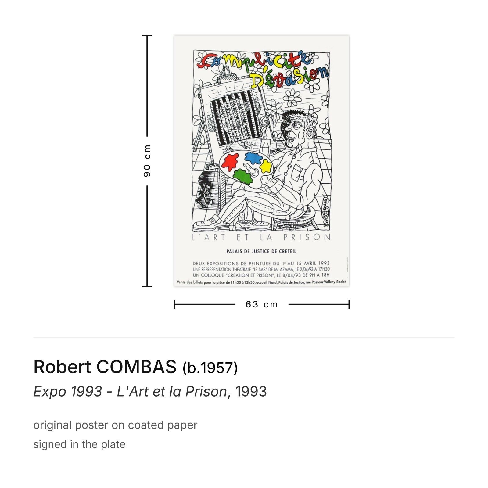 Robert Combas Poster Expo 1993 L'art Et La Prison photo furniture