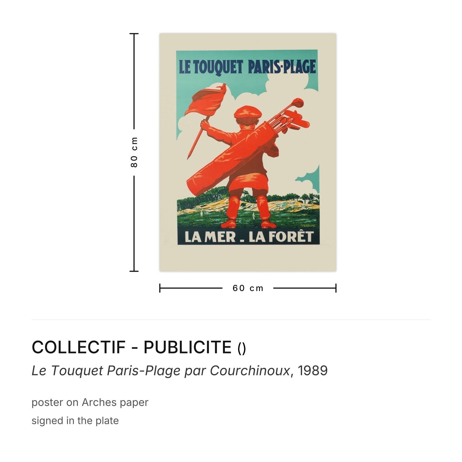 Collectif Publicite Poster Le Touquet Paris Plage Par Courchinoux 1989 photo furniture