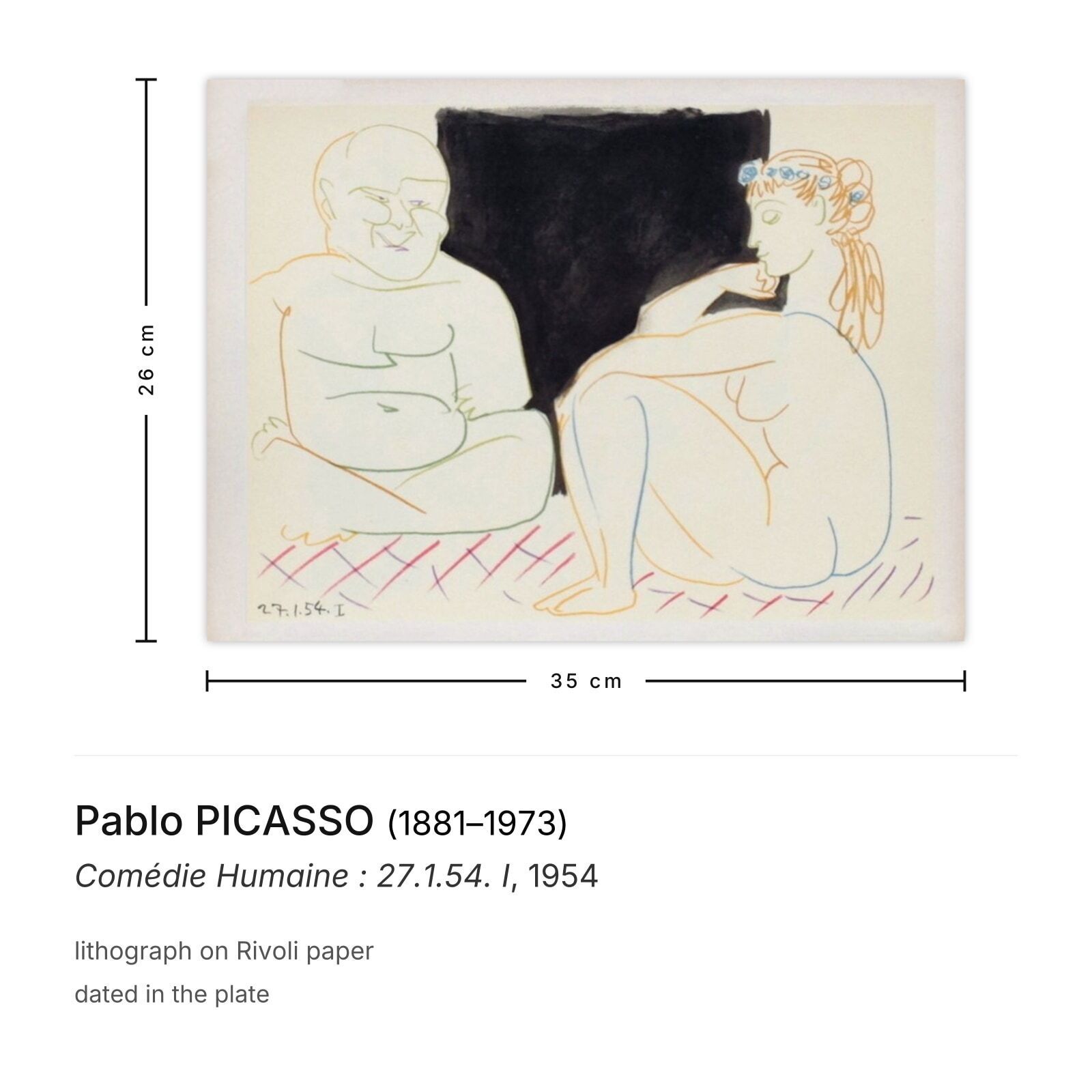 Pablo Picasso Lithograph Comédie Humaine : 27.1.54. I photo furniture