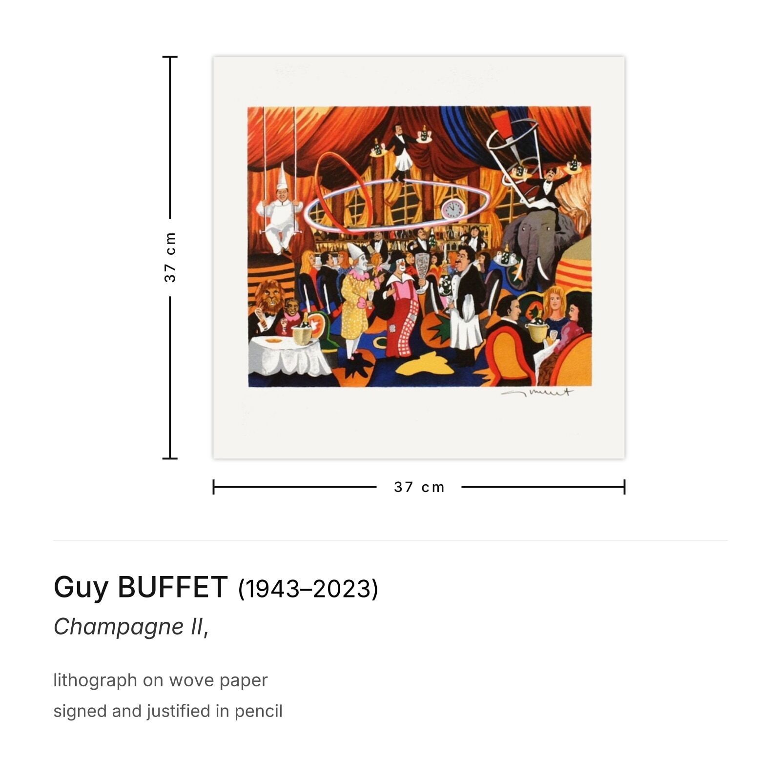 Guy Buffet Gesigneerde Lithografie Champagne II photo furniture