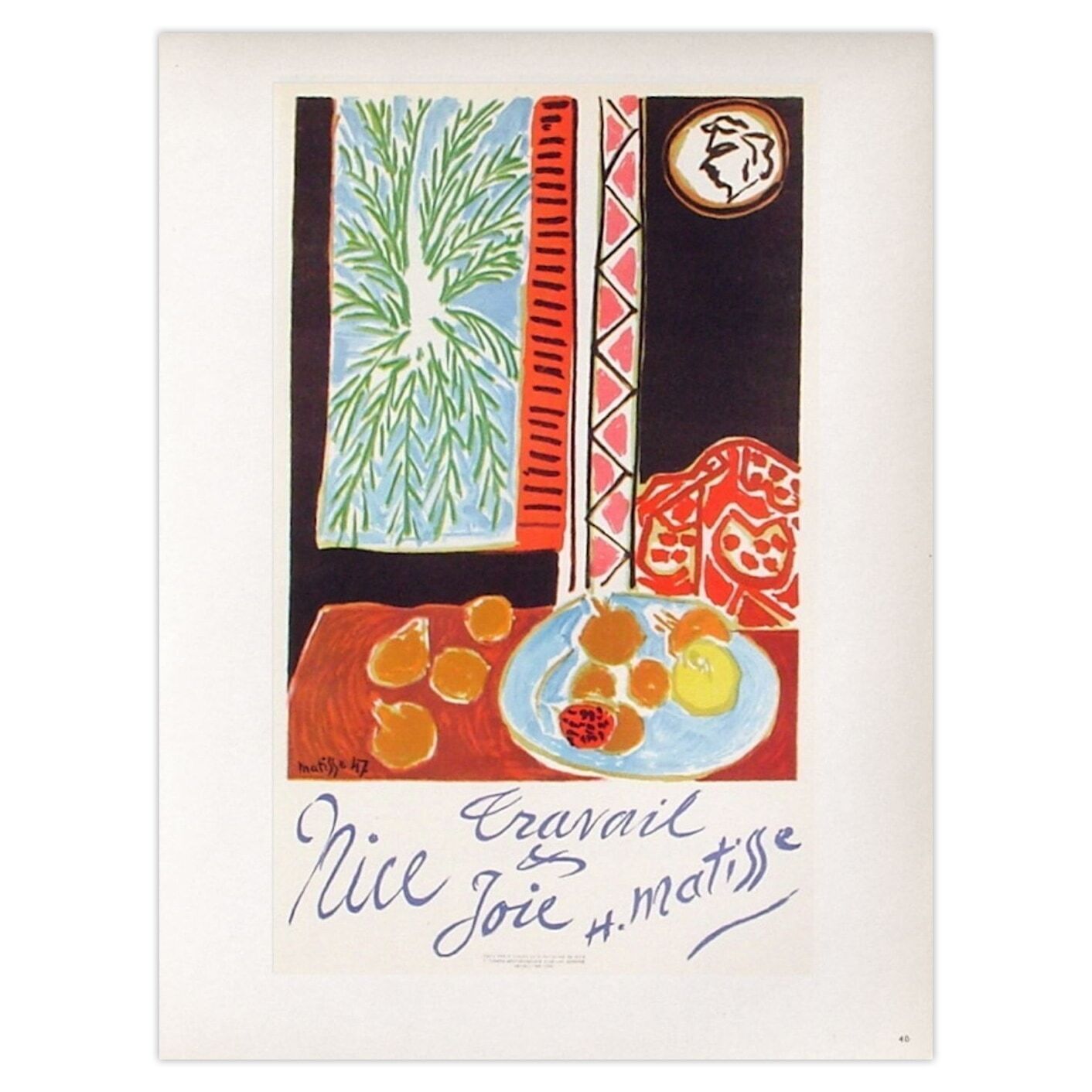 Henri Matisse Lithografie Af 1948 Nice Travail Et Joie 1959